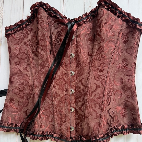 Tops - Corset Bustier – Brown Damask Lace-Up – Women’s Medium – Excellent Condition